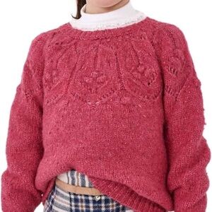 Mayoral textured sweater for girls cherry